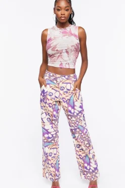 Abstract Butterfly Twill Pants
