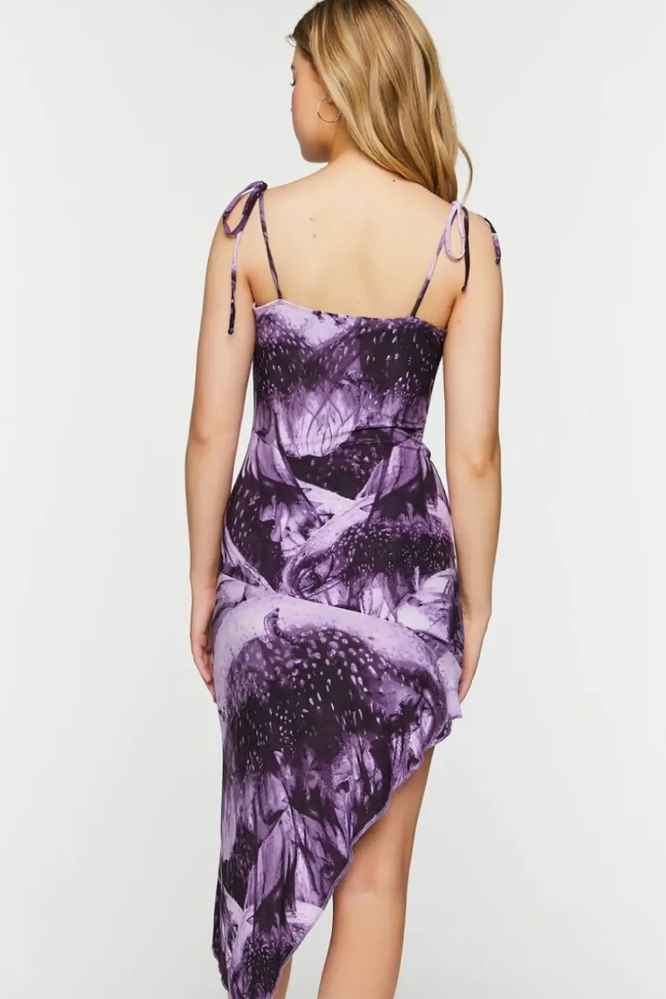 Abstract Cowl Tie-Strap Midi Dress