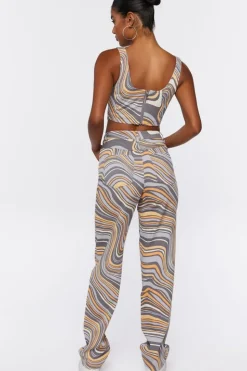 Abstract Crop Top & Pants Set