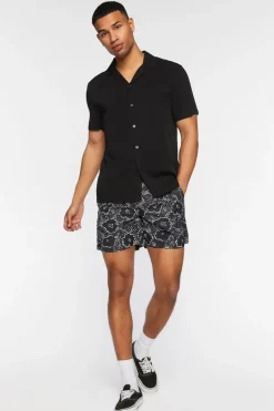 Abstract Floral Print Swim Trunks