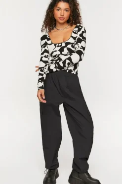 Abstract Floral Print Top