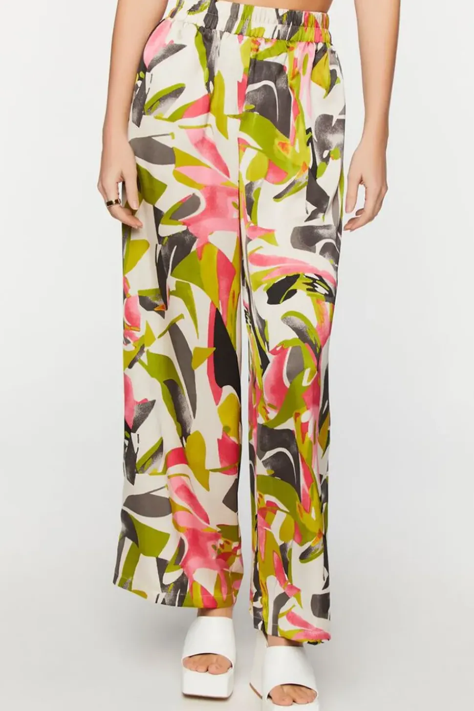 Abstract Floral Wide-Leg Pants