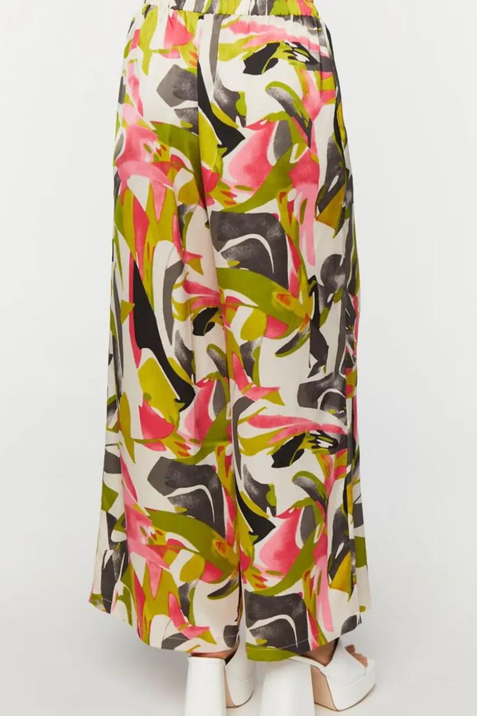 Abstract Floral Wide-Leg Pants