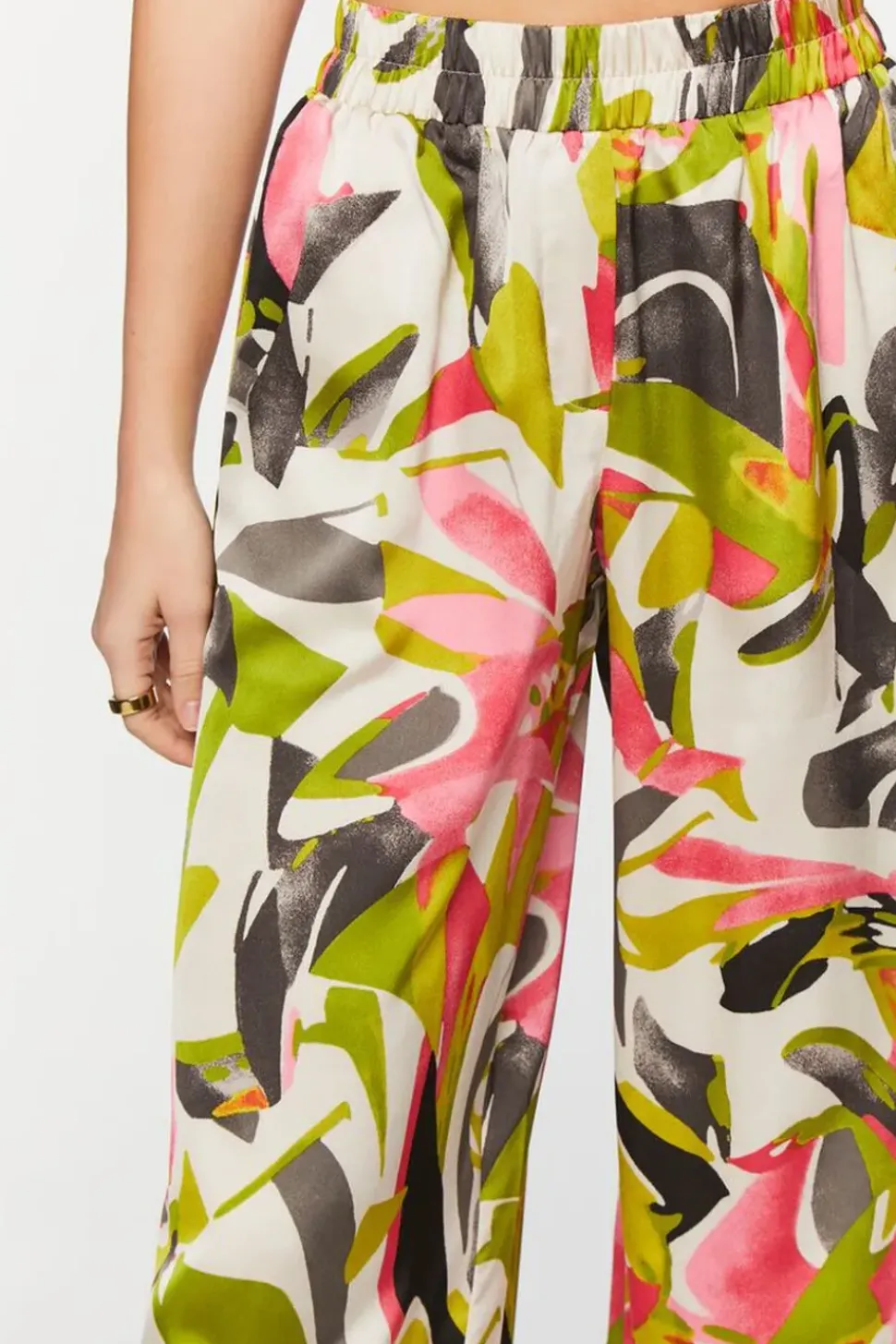 Abstract Floral Wide-Leg Pants