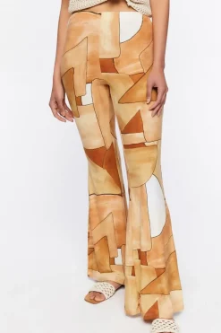Abstract Geo Print Flare Pants