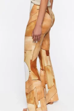 Abstract Geo Print Flare Pants
