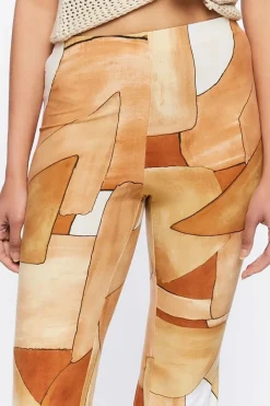Abstract Geo Print Flare Pants
