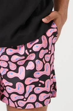 Abstract Happy Face Swim Trunks