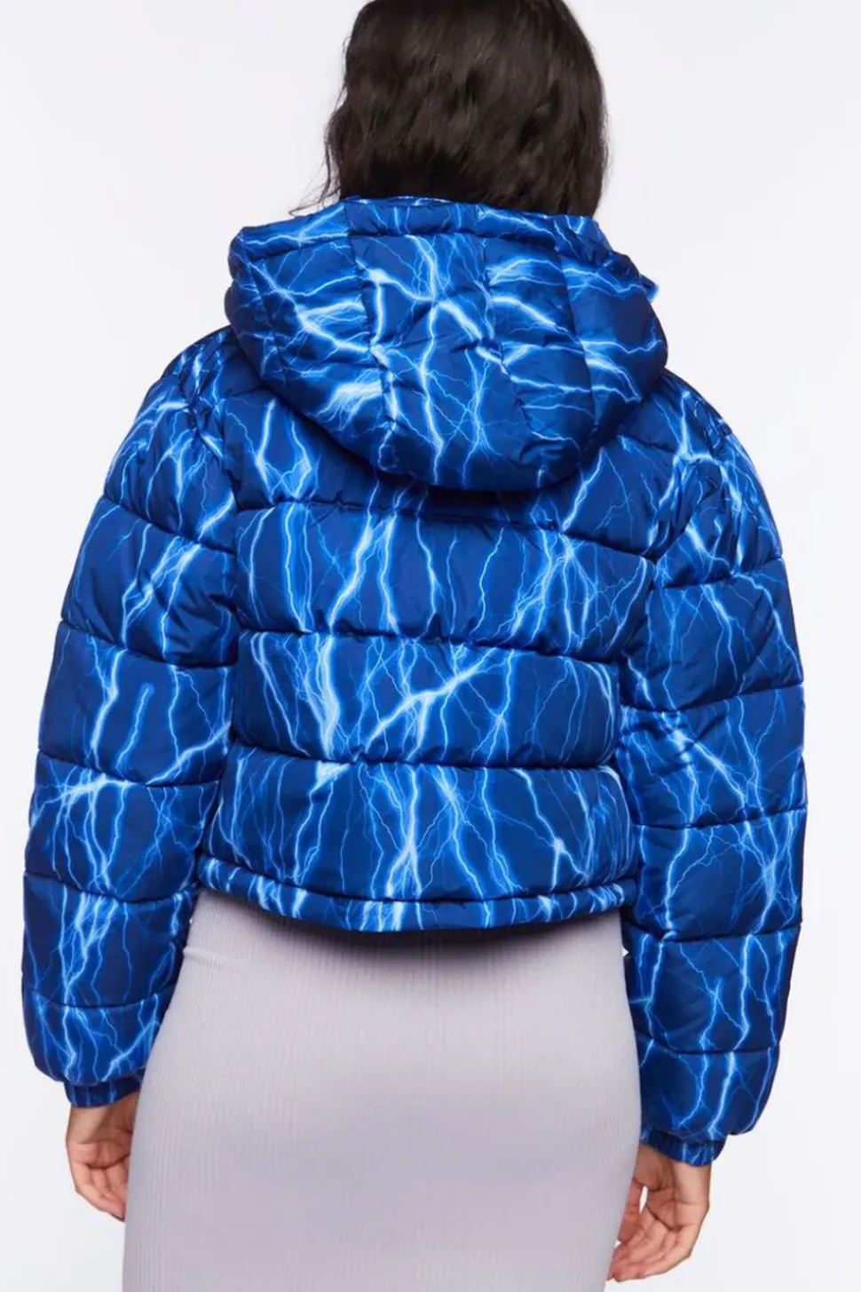 Abstract Lightning Print Puffer Jacket