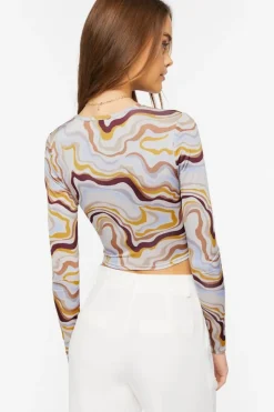 Abstract Marble Print Crop Top