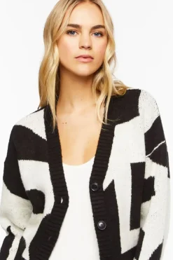 Abstract Marled Cardigan Sweater