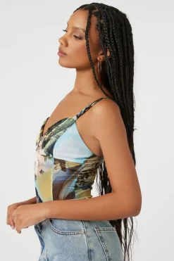 Abstract Mesh Sweetheart Bodysuit