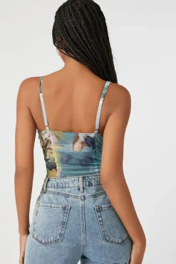 Abstract Mesh Sweetheart Bodysuit