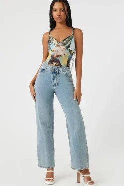 Abstract Mesh Sweetheart Bodysuit