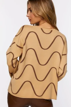 Abstract Print Bell-Sleeve Sweater