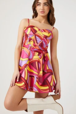 Abstract Print Bustier Mini Dress
