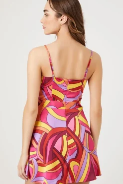 Abstract Print Bustier Mini Dress