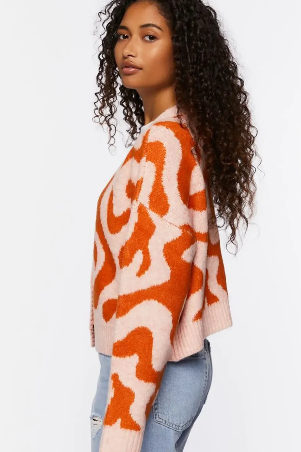 Abstract Print Cardigan Sweater