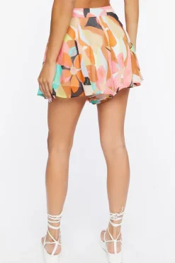 Abstract Print Chiffon Shorts