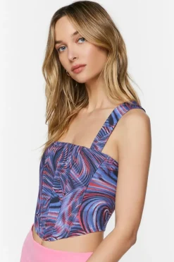 Abstract Print Corset Crop Top