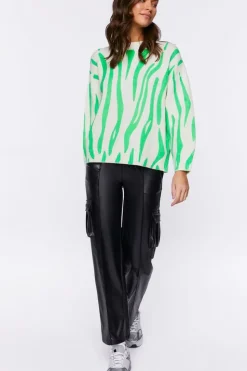 Abstract Print Crew Neck Sweater