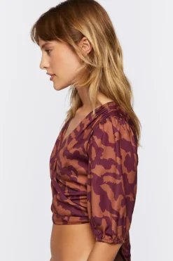 Abstract Print Cutout Crop Top