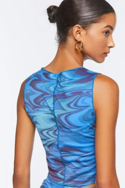 Abstract Print Cutout Crop Top