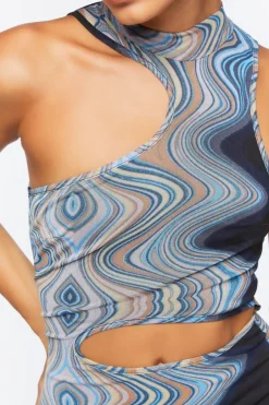 Abstract Print Cutout Dress