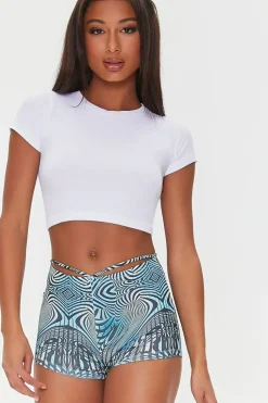 Abstract Print Cutout Shorts