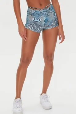 Abstract Print Cutout Shorts