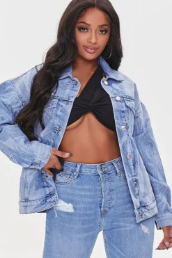 Abstract Print Denim Jacket
