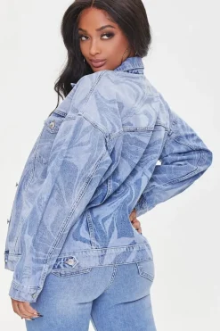 Abstract Print Denim Jacket