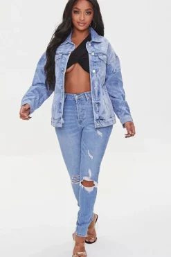 Abstract Print Denim Jacket