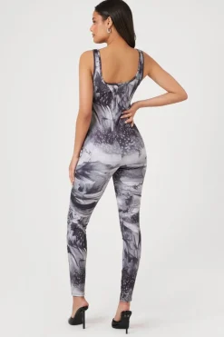 Abstract Print Fitted Jumpsuit