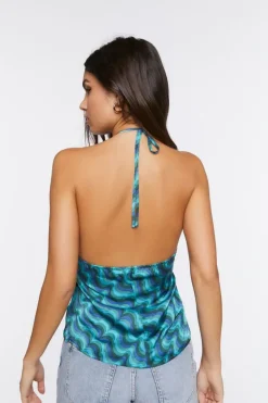 Abstract Print Halter Top