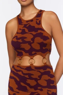 Abstract Print Mini Sweater Dress