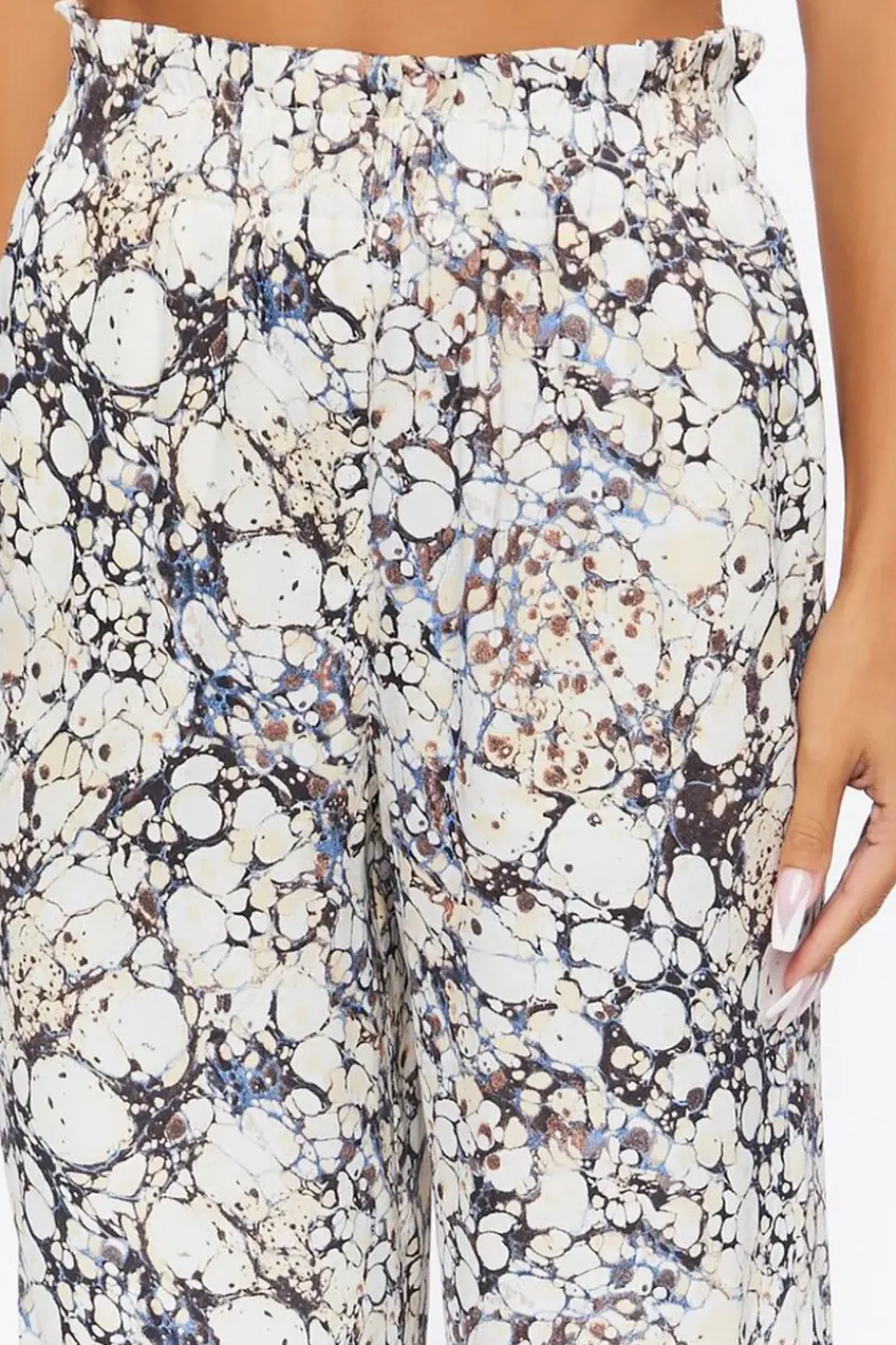 Abstract Print Paperbag Pants