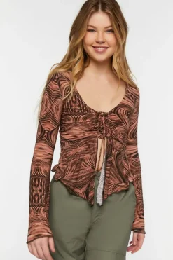 Abstract Print Slinky Split-Front Top