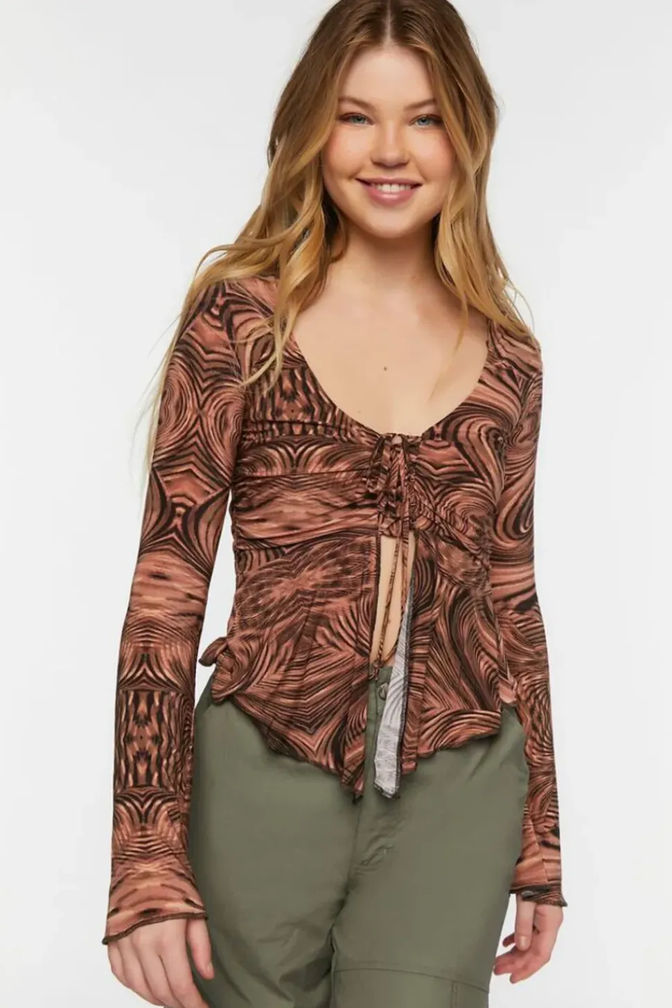 Abstract Print Slinky Split-Front Top