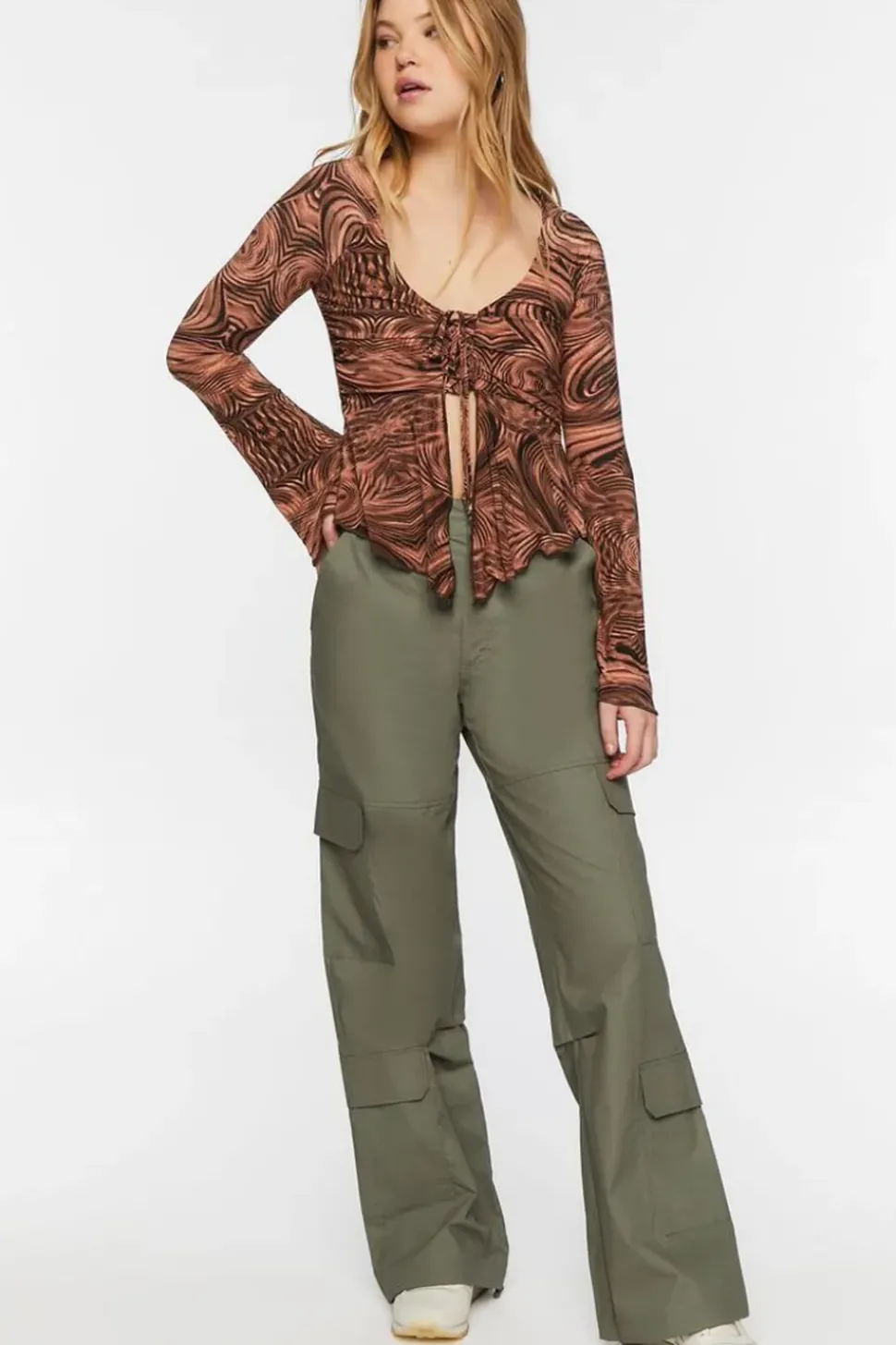 Abstract Print Slinky Split-Front Top
