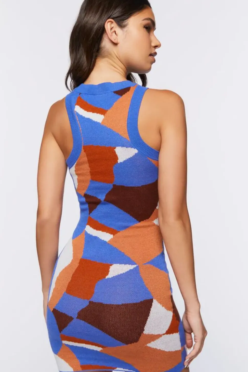 Abstract Print Sweater-Knit Mini Dress