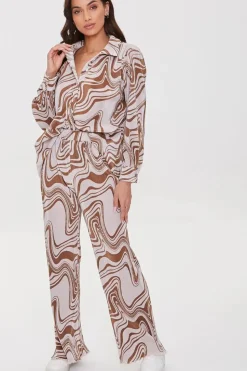 Abstract Print Wide-Leg Pants