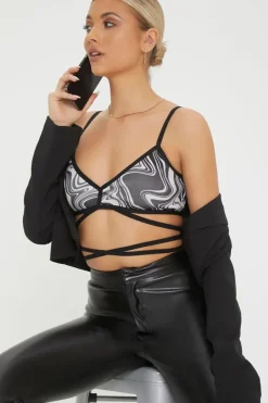 Abstract Self-Tie Cropped Cami