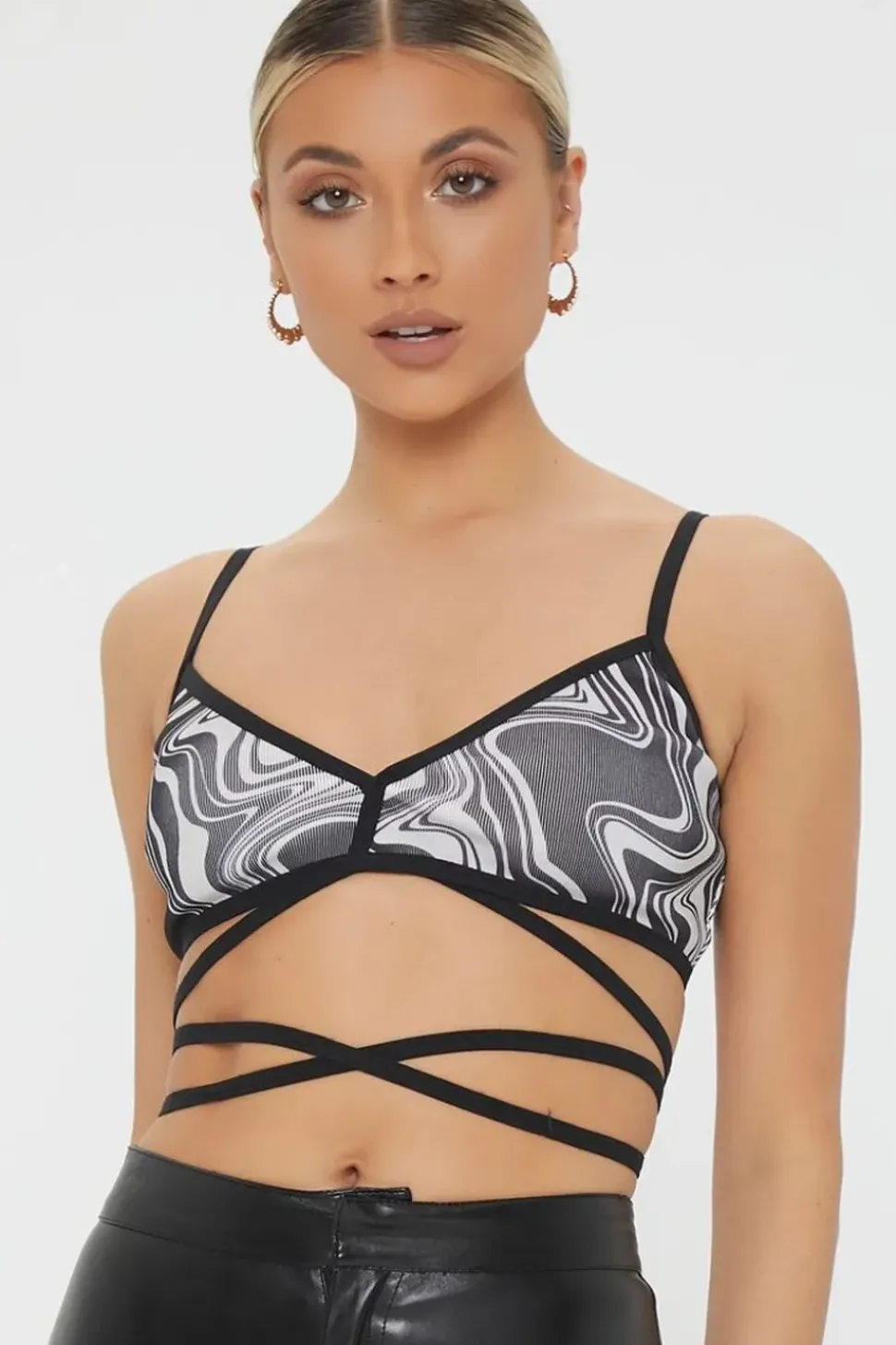 Abstract Self-Tie Cropped Cami