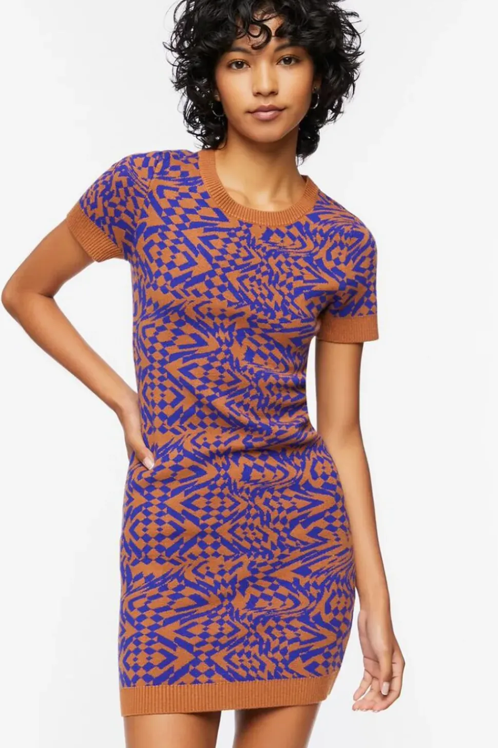 Abstract Sweater Mini Dress