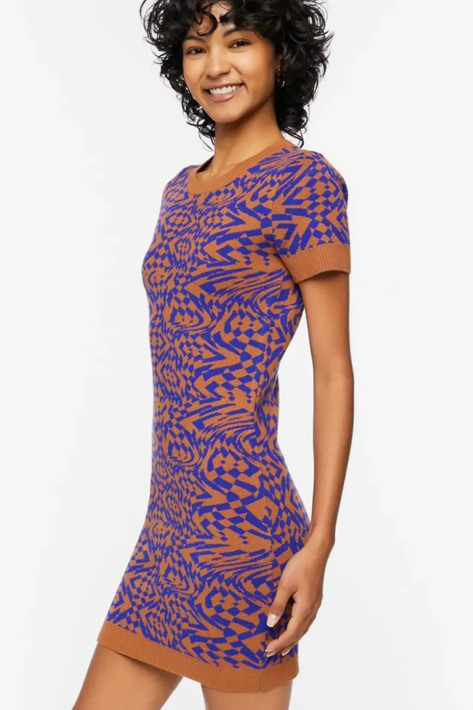Abstract Sweater Mini Dress