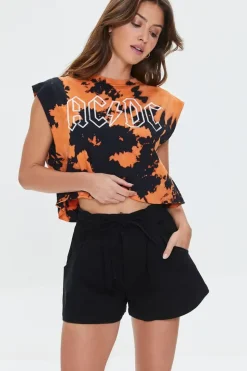 Acdc Graphic Bleach-Dye Muscle Tee