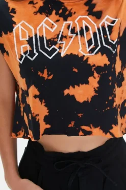 Acdc Graphic Bleach-Dye Muscle Tee