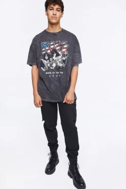 Acid Wash Kiss Graphic Tee
