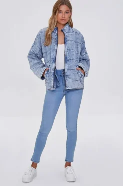 Acid Wash Quilted Denim Jacket